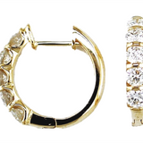 14K Yellow Gold 20Mm Round Huggie Natural Diamonds Hoop Earrings
