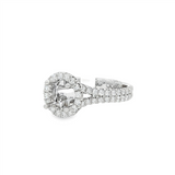 18K White Gold Halo Round Natural Diamonds Engagement Ring
