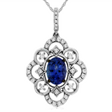 14K White Gold Tanzanite And Diamonds Flower Pendant