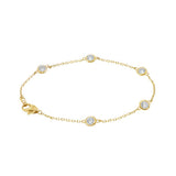 14K Yellow Gold Diamond Station Bracelet
