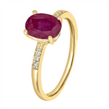 July Birthstone Rings: 14K Yellow Gold Diamond And Ruby Ring