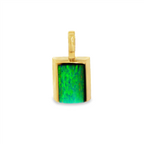 14K Yellow Gold Crystal Opal Squared Drop Pendant