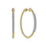 14K Yellow And White Gold 40Mm Bujukan Natural Diamond Hoops