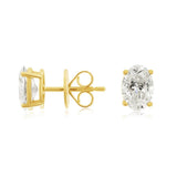14K Yellow Gold 2.00 CTW Oval Lab Grown Diamonds Stud Earrings