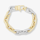 18K Yellow Gold And Silver Overlay 'Frankie' Cubic Zirconia Paperclip Chain