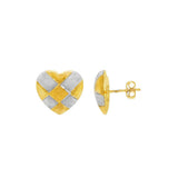 JT ESTATE 22K Yellow Gold And Rhodium Plated Heart Earrings