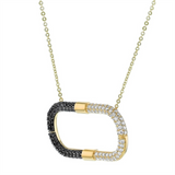 14K Yellow Gold Natural Black And White Diamonds Contemporary Necklace