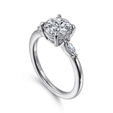 14K White Gold 'Dela' Three Stone Round Diamond Engagement Ring