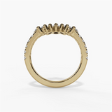 14K Yellow Gold Curved Natural Diamonds Band