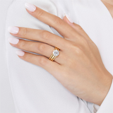 14K Yellow Gold 'Giova' Wide Band Round Natural Diamonds Engagement Ring