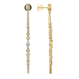 18K Yellow Gold Dangle Natural Diamonds Earrings