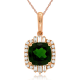 14K Rose Gold Russalite And Diamond Halo Pendant