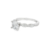 14K White Gold Modern Round Natural Diamonds Engagement Ring