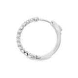 14K White Gold 25Mm Round Contemporary Natural Diamonds Hoop Earrings