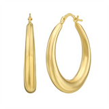 14K Yellow Gold 27mm Semi-Solid Classic Round Hoop Earrings