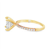 14K Yellow Gold Classic Round Natural Diamonds Engagement Ring