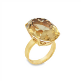 JT ESTATE 14K Yellow Gold Oval Smokey Quartz Solitaire Ring