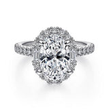14K White Gold 'Hamilton' Halo Oval Diamond Engagement Ring