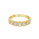 14K Yellow Gold Contemporary Bezel Set Natural Diamond Band