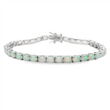 Sterling Silver Lab Grown Opals Tennis Bracelet