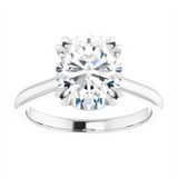 14K White Gold Oval Center Solitaire Engagement Ring