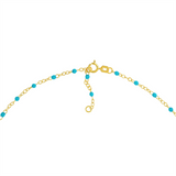 14K Yellow Gold Teal Enamel Bead Piatto Chain Bracelet