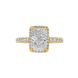 14K Yellow Gold 2.03Ct Radiant Lab Grown Diamonds Halo Engagement Ring