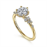 14K Yellow Gold 'Reena' Organic Round Natural Diamonds Engagement Ring