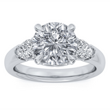 14K White Gold 3.06Ct Round Lab Grown Diamonds Three Stone Engagement Ring