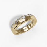 14K Yellow Gold Contemporary Natural Diamonds Band