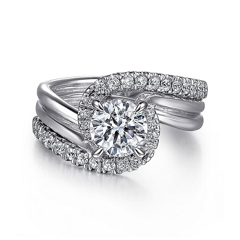 14K White Gold ‘Alzbeta’ Bypass Round Diamond Engagement Ring