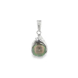 JT ESTATE 14K White Gold Tahitian Pearl And Diamond Free Form Pendant