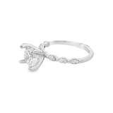 14K White Gold Classic Round Natural Diamonds Engagement Ring