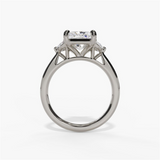 14K White Gold Three Stone Radiant Natural Diamonds Engagement Ring