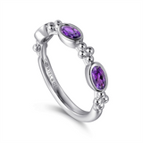 Sterling Silver Marquise Amethysts Band Ring