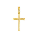 14K Yellow Gold Beveled Cross Pendant