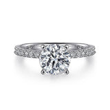 14K White Gold 'Logan' Classic Round Natural Diamonds Engagement Ring