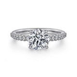 14K White Gold 'Krete' Classic Round Natural Diamonds Engagement Ring