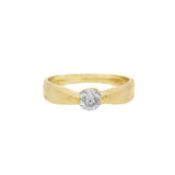 JT ESTATE 14K Yellow Gold Solitaire Half Bezel Natural Diamond Band