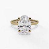 14K Yellow Gold Hidden Halo Oval Natural Diamonds Engagement Ring