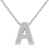 10K White Gold Natural Diamonds Bubble Initial A Pendant