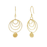 JT ESTATE 14K Yellow Gold Concentric Circle Dangle Earrings