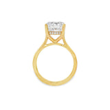 14K Yellow Gold Hidden Halo Cathedral Round Diamond Engagement Ring