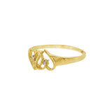 JT ESTATE 14K Yellow Gold Interlocked Hearts Natural Diamond Ring