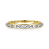 14K Yellow Gold Baguette Natural Diamonds Band