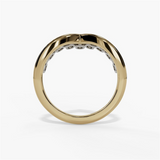 14K Yellow And White Gold Curved Natural Diamonds Band