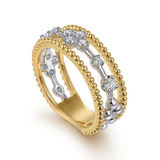 14K Yellow And White Gold Bujukan Easy Stackable Diamond Ring