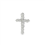 14K White Gold Natural Diamonds Cross Pendant