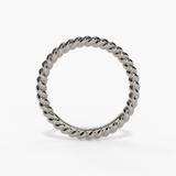 14K White Gold Rope Design Twist Wedding Band