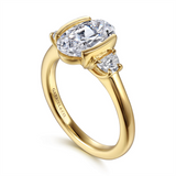 14K Yellow Gold 'Colleen' Three Stone Round Natural Diamonds Engagement Ring